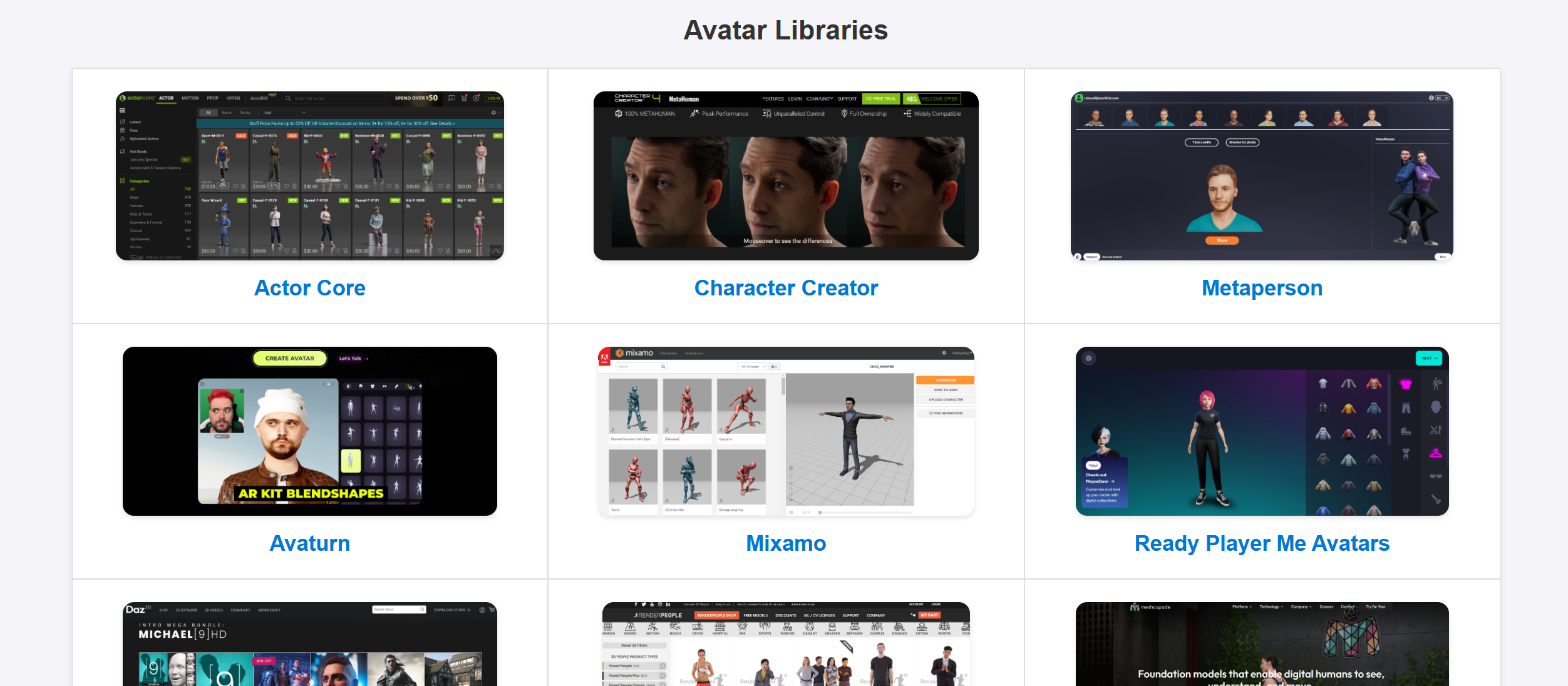Example included avatars