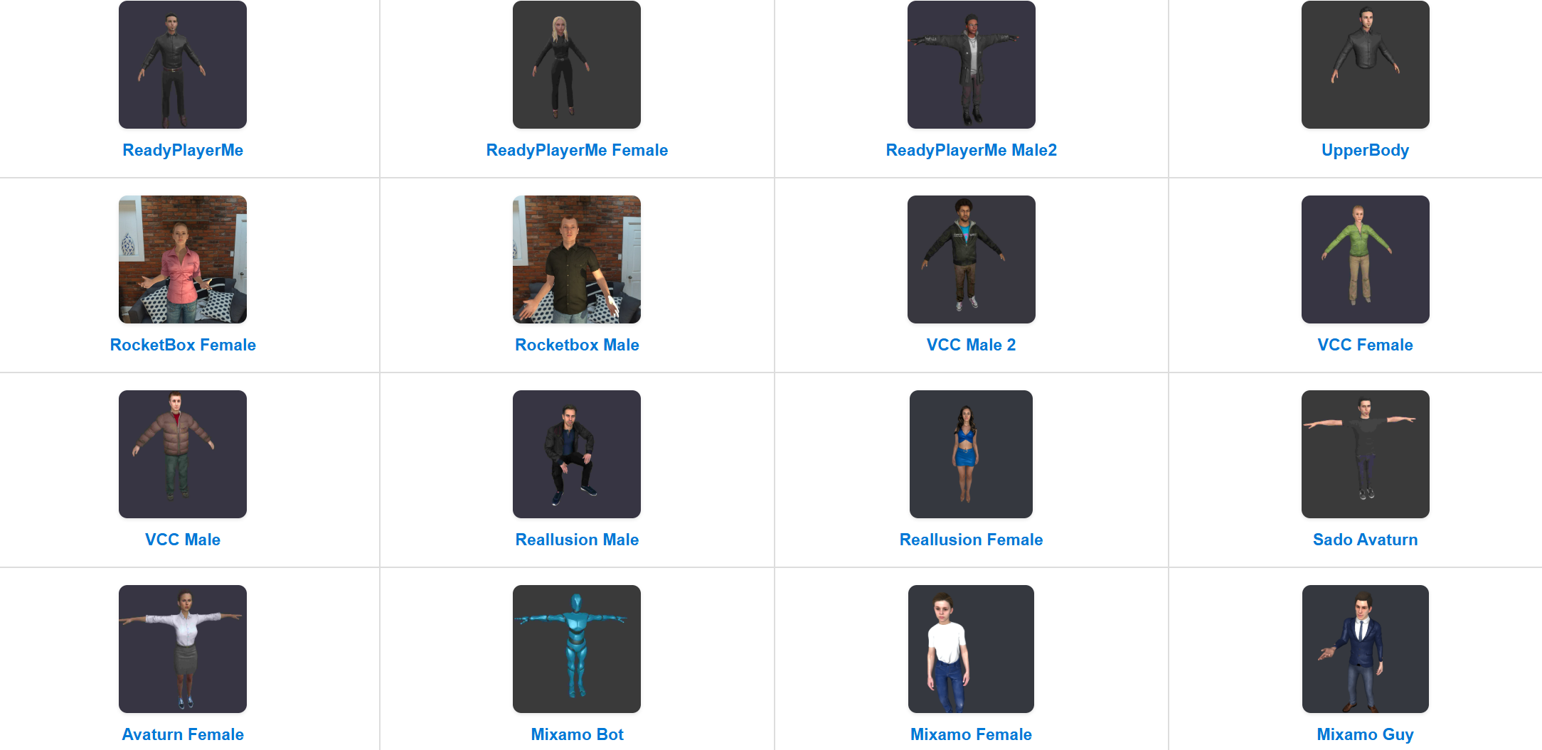 Example included avatars