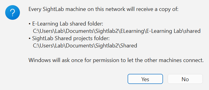 Confirming the folders the primary shares