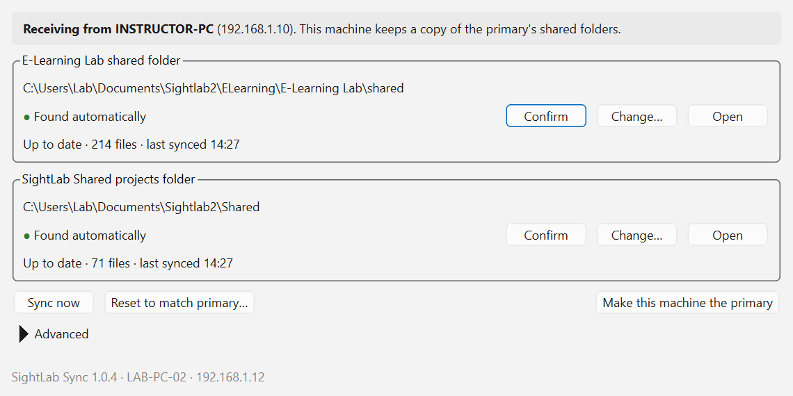 A client PC receiving from the primary
