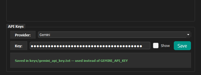 API Key setting