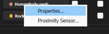 Right-click Properties menu