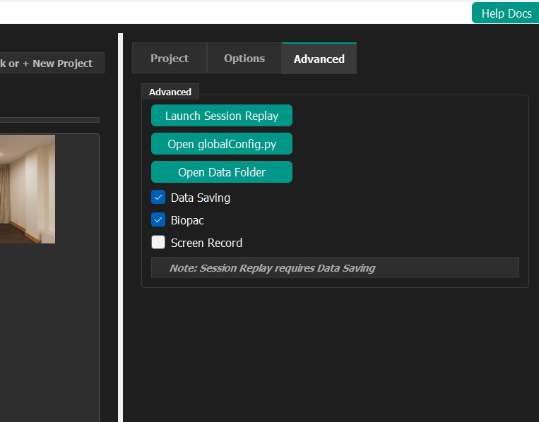 Data Logging and Replay settings interface