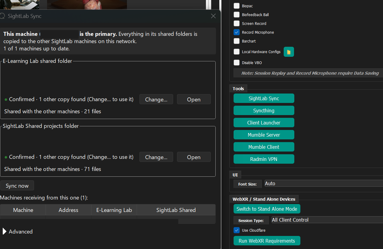 SightLab Sync in E-Learning Lab's Tools