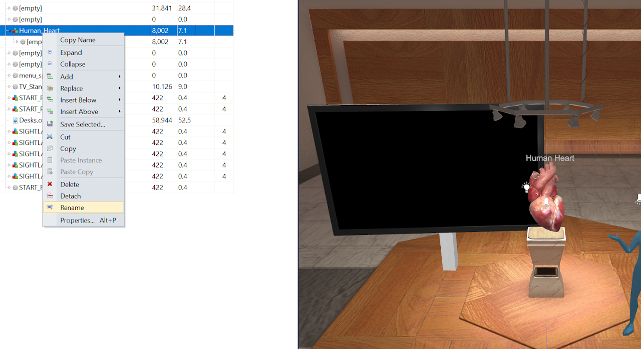 Model naming for objects