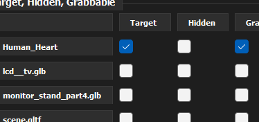 Target checkbox in Projects tab
