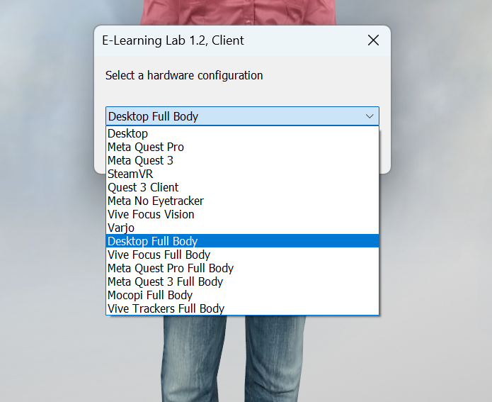 Full body avatar selection note