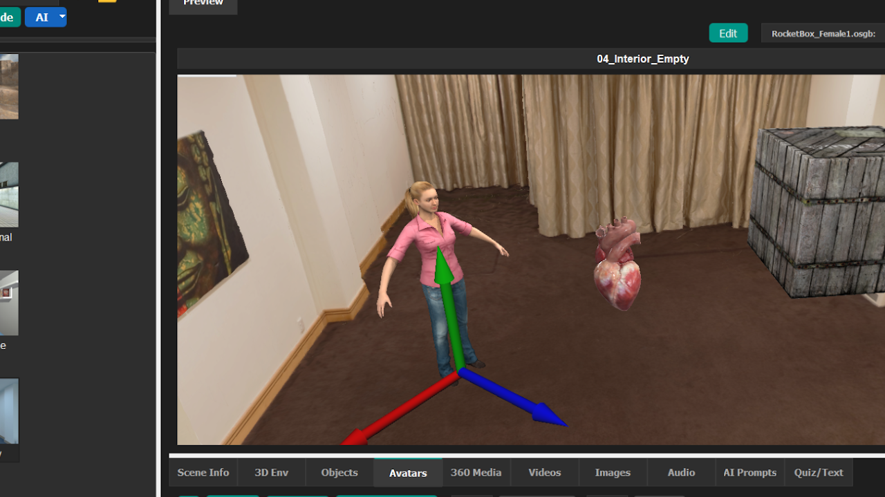 Scene Objects & Avatars panel options
