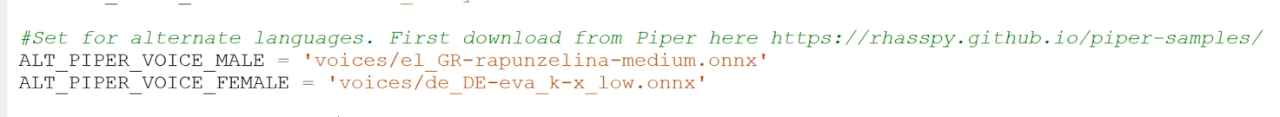 Open AI Config - ALT_PIPER_VOICE settings