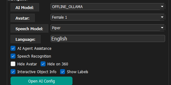 Options Tab - AI Agent language dropdown