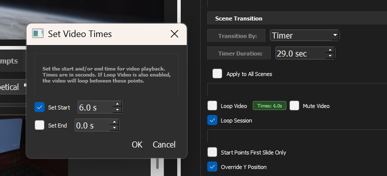 Video timing, looping, and mute controls